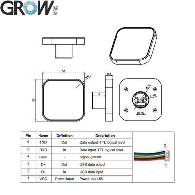 GROW GM811 Series DC5V 1d 2D USB UART Interface Barcode Scanner Module Reader Support Windows Arduino PDF417