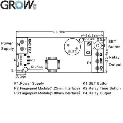 GROW K202 DC12V Low Power Consumption Fingerprint Control Board Switch Fingerprint Access Control System